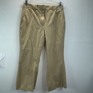 Theory Womens Linen Hook & Eye Zipped Bootcut Dress Pants Beige Size 10